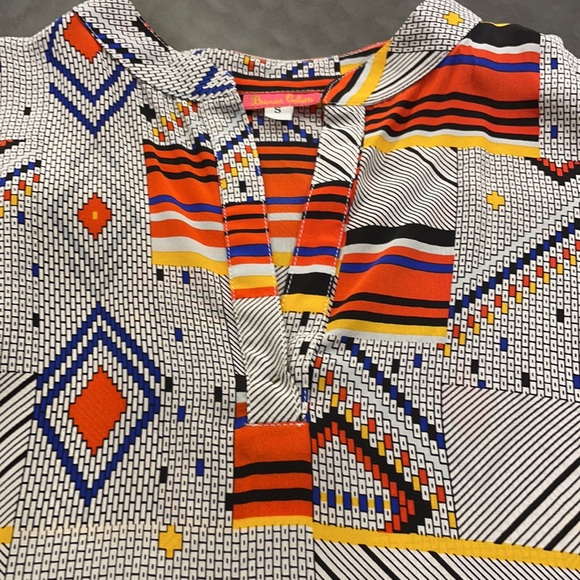 Bianca Coletti S/S silk geometric print top Sz. S - Picture 6 of 6